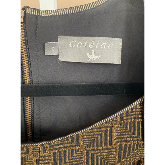 Cotelac France Shift Dress Gold and Black Size S Designer - Picture 3 of 12